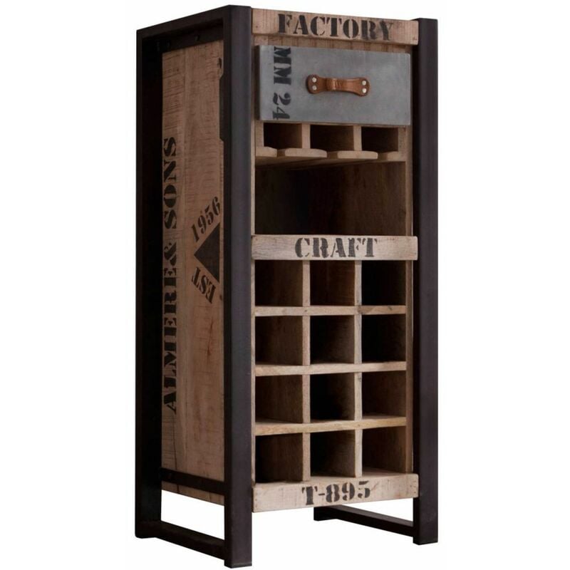 Tagère à vin 51x40 Manguier brut imprimé Bois naturel factory 135