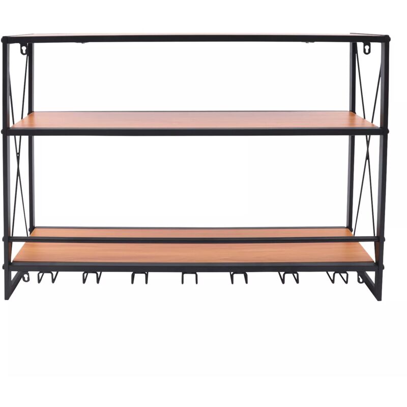 Gojoy - tagère à vin murale en métal pour 3 bouteilles de vin - Avec porte-gobelet - Jusqu'à 7 verres à vin - 80 x 20 x 62 cm