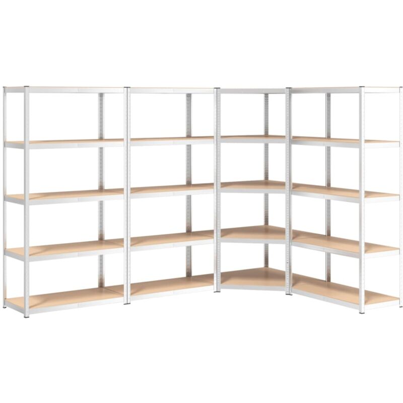 Étagères à 5 niveaux 4 pcs Argenté Acier et bois d'ingénierie vidaXL