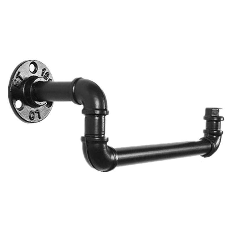 Tagères en Bois industrielles de Supports Tuyau fixé forgé pour la Salle Bains Porte Papier Toilettes(noir)