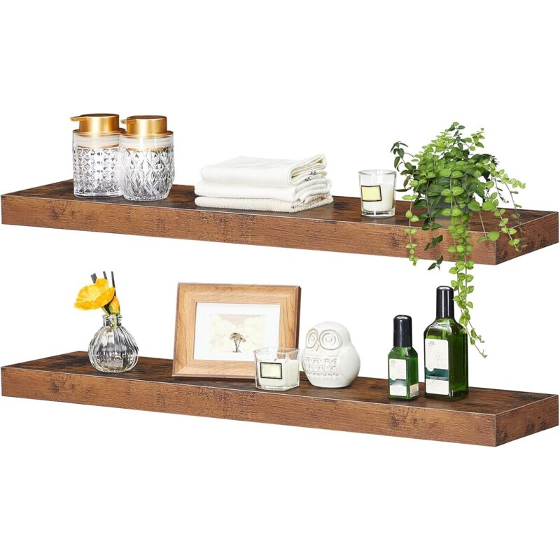 Hoobro - tagères Murales, Lot de 2, Tablettes Flottantes, Suspendues, avec Supports Cachés, Longueur 80 cm, pour Salle de Bain, Chambre, Toilettes,