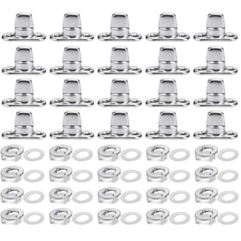 Tagtight 20Pcs Ovales Twist Verrouiller, D'Attaches à Verrouillage par Torsion de Qualité Marine, Œillet et Goujon à Bouton Tournant, pour Boutons Tournants de Fixation en Toile
