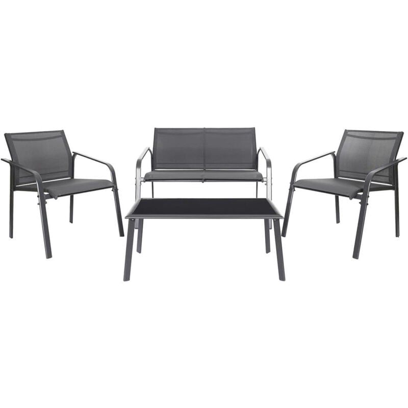 Tahia - Salon de Jardin 4 Pièces Gris Anthracite