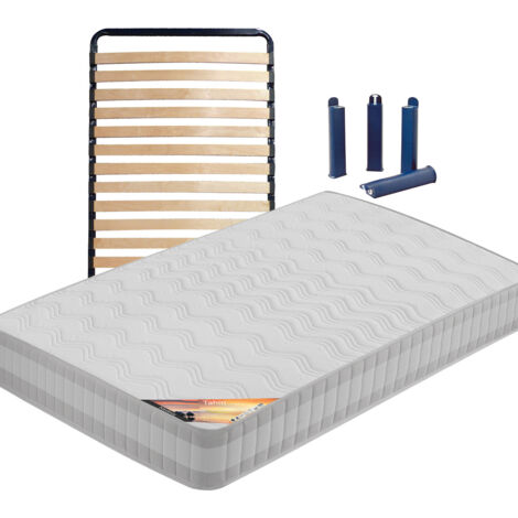TAHITI - Pack Matelas + Lattes 90x190 + Pieds
