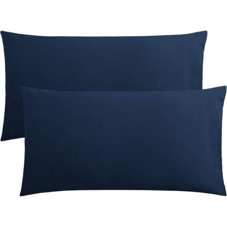 Taie D Oreiller King - Microfibre 1800 - Fermeture Enveloppe - Résistante Aux Plis Et Aux Taches - 20x36 Pouces - Bleu Marine - Lot De 2