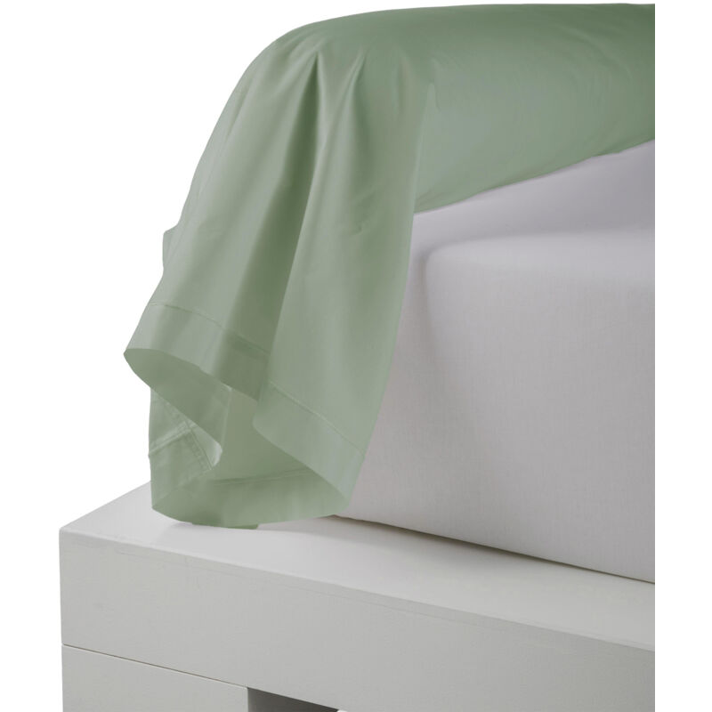 Taie de traversin percale de coton piquée unie Vert Olive 86x140 cm