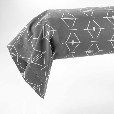 Taie de traversin 85 x 185 cm Aris geometrix anthracite
