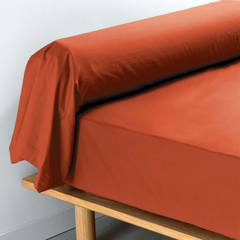 Taie De Traversin 85x185 cm Percale Rouge Argile.