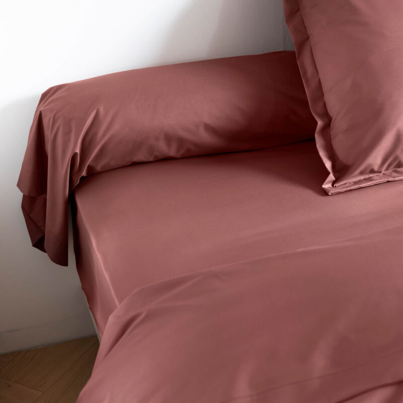 Someo - Taie de traversin coton percale Rose 90 cm morphee