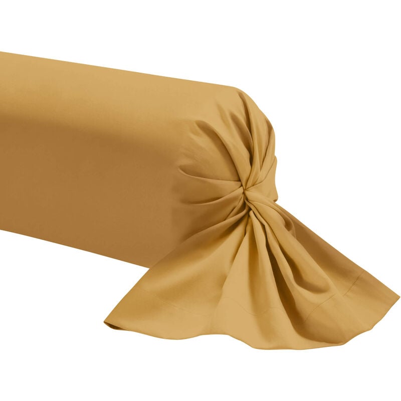 Terre De Nuit - Taie de traversin curry 100% coton biologique 90 cm - Jaune