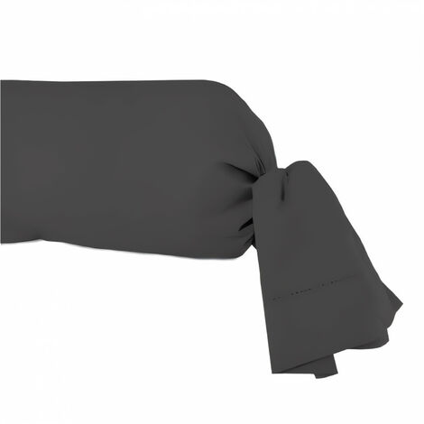 Taie de traversin en coton 45x185 cm PERCALE anthracite, par Soleil d'ocre