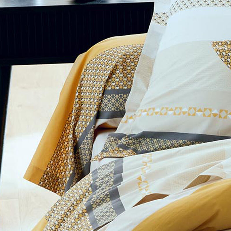 Taie de traversin en percale de coton au style ethnique chic Jaune 86x240 cm
