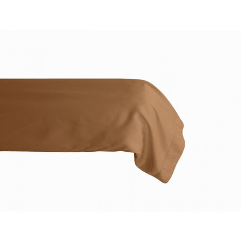 Taie de traversin Palace pur coton teint lavé, 63 fils/cm² Vent du sud - Palace Cognac - 43 x 195 cm
