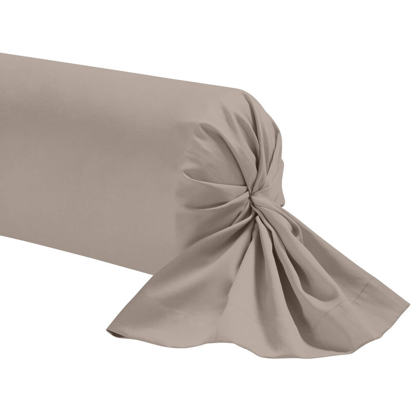 TERRE DE NUIT Taie de traversin percale lin 90 cm - Naturel