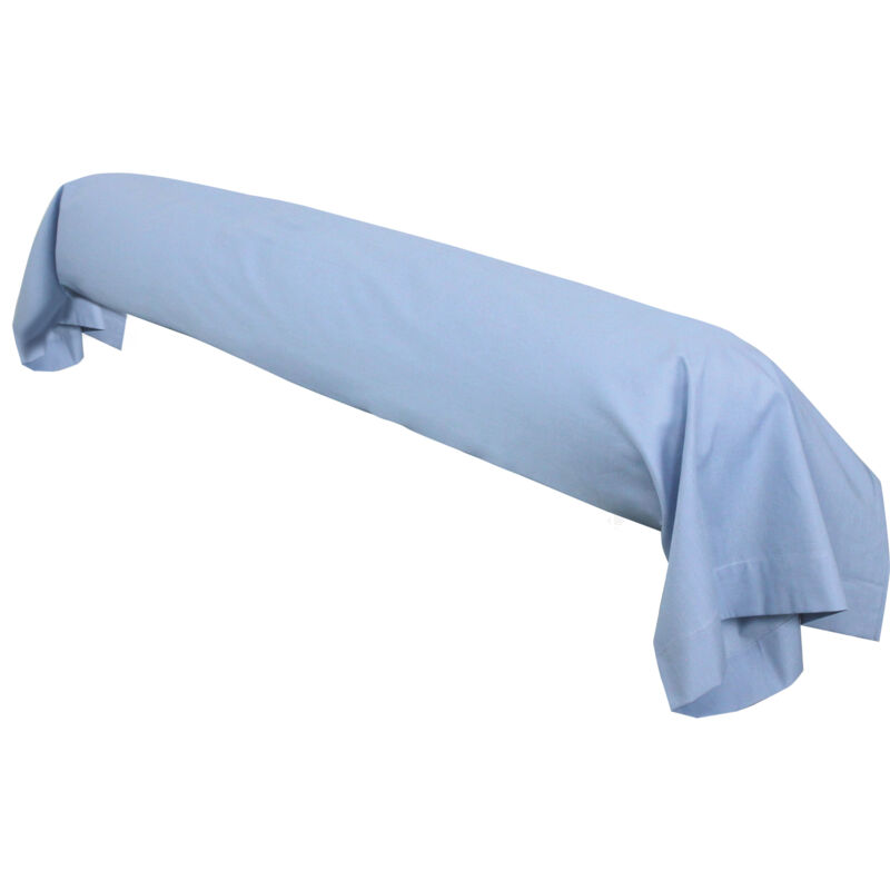 Taie de traversin uni 100% coton alto 230x43 cm - Bleu Belle ile