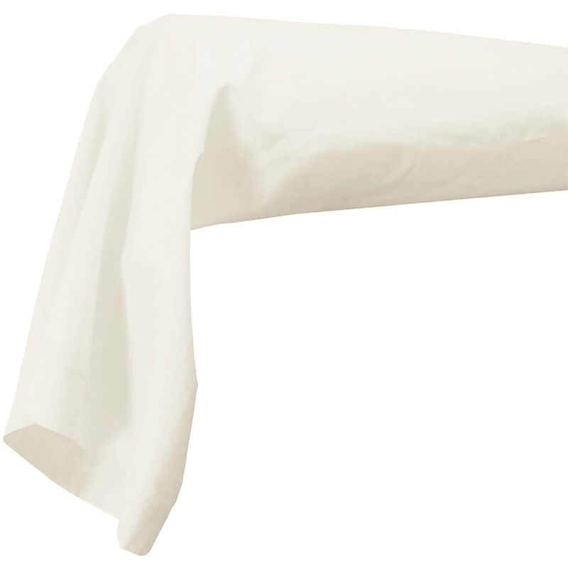 TRADILINGE Taie de Traversin Unie en 100% Coton Blanc 86x140 cm