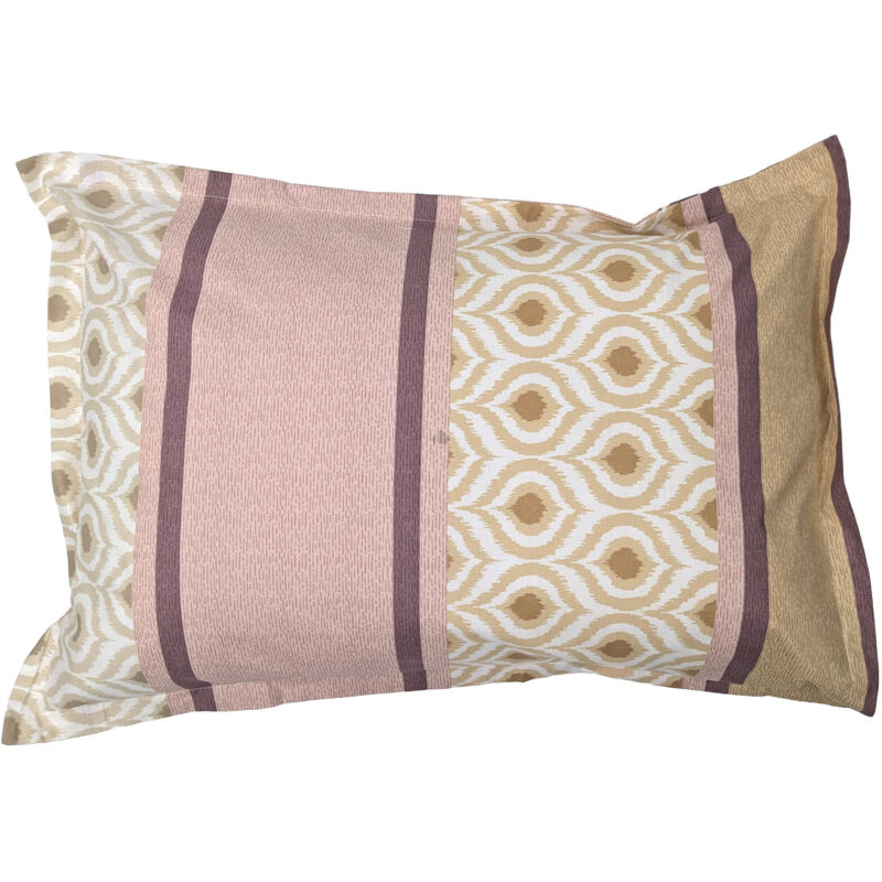 Taie d'oreiller 100% coton inouk rose/beige 50x70 cm