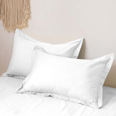 Taie d'oreiller (48 x 74 cm) en percale blanche, percale de coton