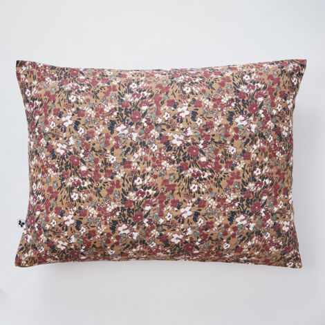 Taie d'oreiller 50 x 70 cm gaze de coton imprimée capucine camel Marron