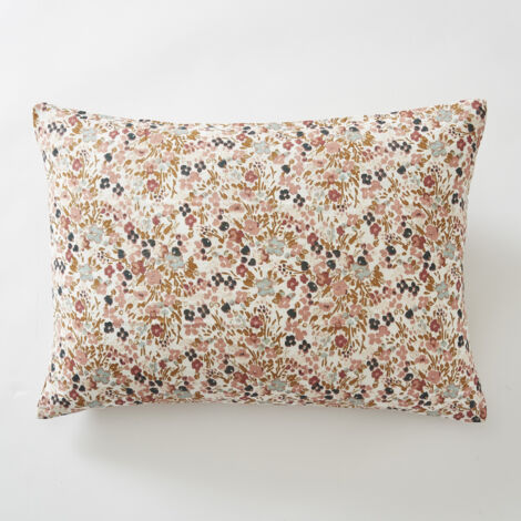 Taie d'oreiller 50 x 70 cm gaze de coton imprimée capucine pampa Naturel