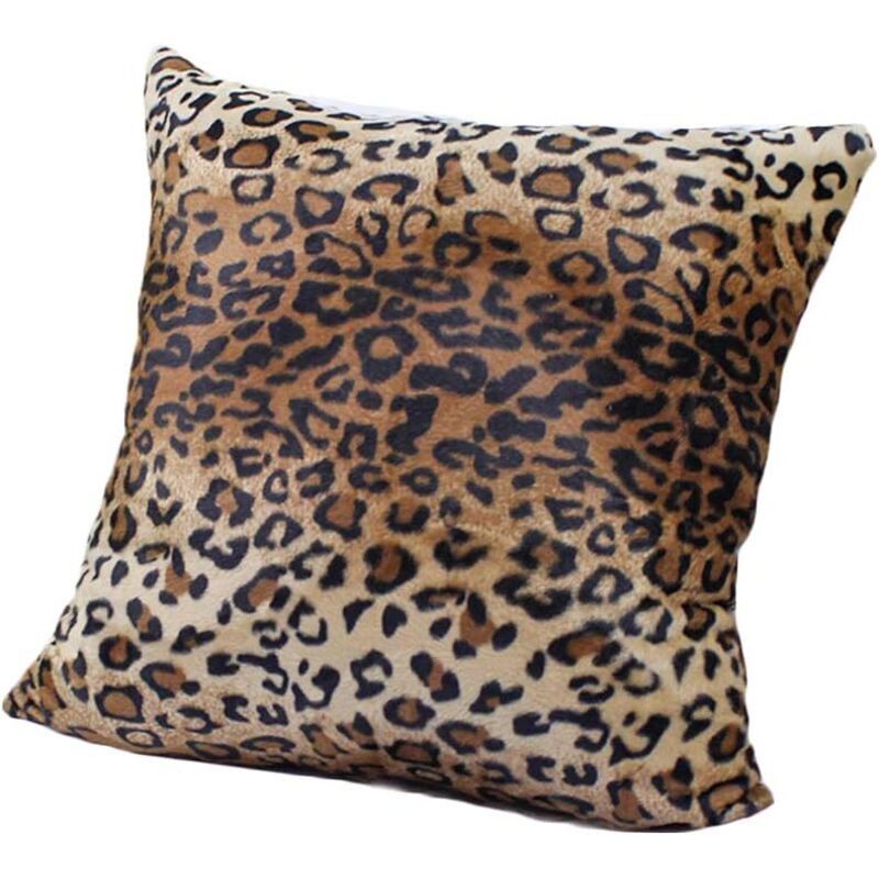 Taie D'oreiller 65x65 Cm Peluche Courte Léopard Animal Imprimé Classique Pour Canapé Voiture Literie Déco Moderne Scandinave