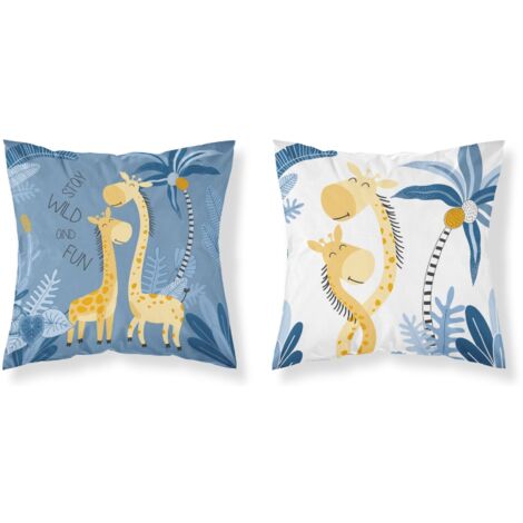 Taie d'oreiller bébé 40x40 Safari ZOO Girafe COTON
