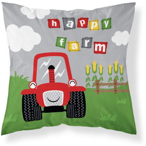Taie d'oreiller bébé 40x40 Tracteur Ferme COTON