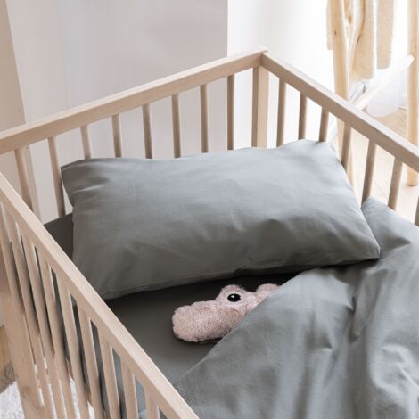 Taie d'oreiller bébé coton lavé 40x60 - SOMEO Kaki