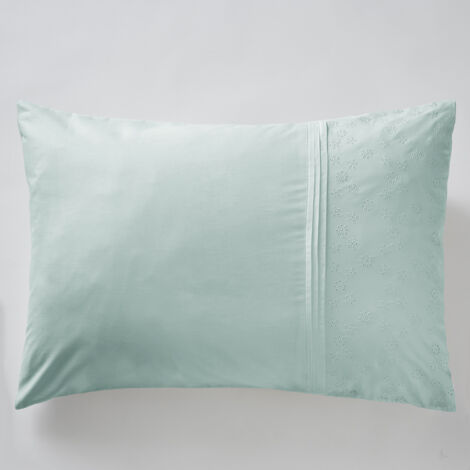 Taie d'oreiller brodée 50 x 70 cm jeanne Bleu clair