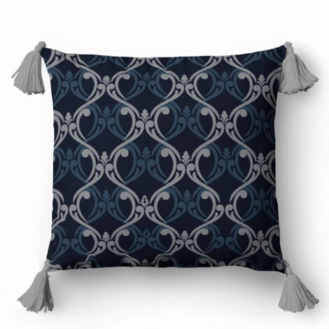 Taie d'oreiller décorative 45x45 Mosaïque bleu marine et argent