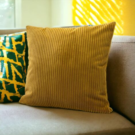 Taie d'oreiller décorative à rayures moutarde 50x60 cm