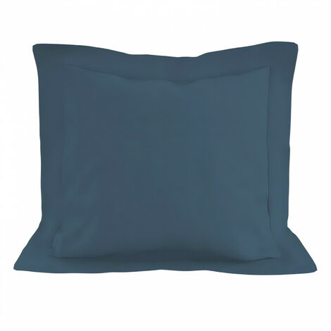 Taie d'oreiller en coton 57 fils 63x63 cm UNI bleu canard, par Soleil d'ocre