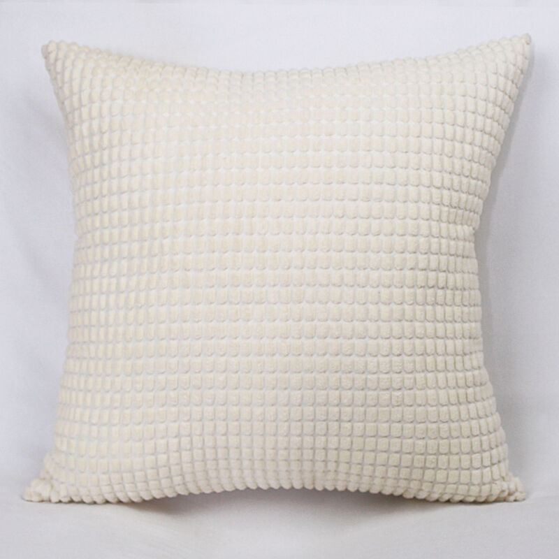 Taie d'oreiller en Grains de maïs, taie d'oreiller Souple en Velours côtelé, Maison Salon Chambre décoration canapé Housse de Coussin (2pcs Blanc,