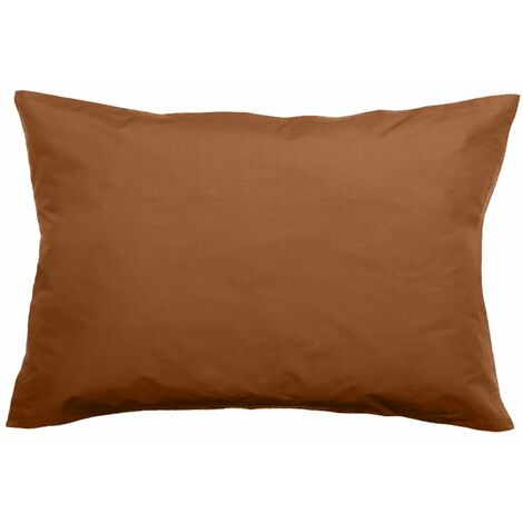 Taie d'oreiller en percale de coton - Manoir - 50 x 70 cm - Marron - Livraison gratuite