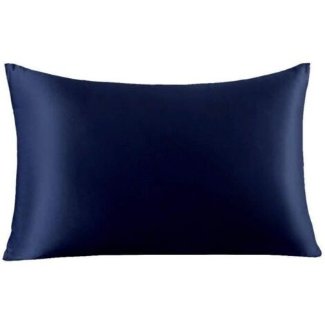 Taie d\'oreiller en soie de mûrier naturelle,YSTP Soie, bleu marine, Standard 50x75cm