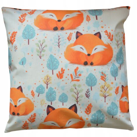 Taie d'oreiller enfant en coton, motif renard, animaux de la forêt, 40 x 40 cm