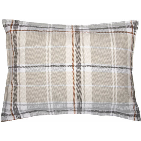 Taie d'oreiller flanelle imprimé à carreaux 50x70 cm gris