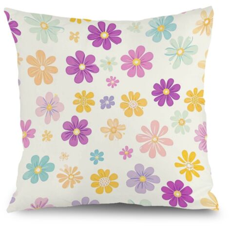 Taie d'oreiller floral printemps, décoration maison élégante,45×45cm