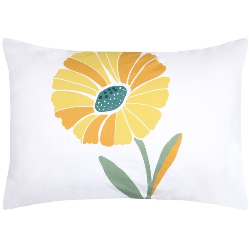 Taie d&39oreiller percale de coton motif floral 50x70cm Taie d&39oreiller percale de coton motif floral 50x70cm