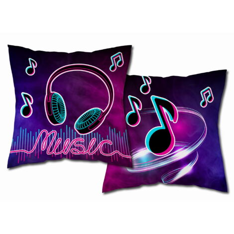 Taie d'oreiller phosphorescente 40x40 Tik Tok Music COTON