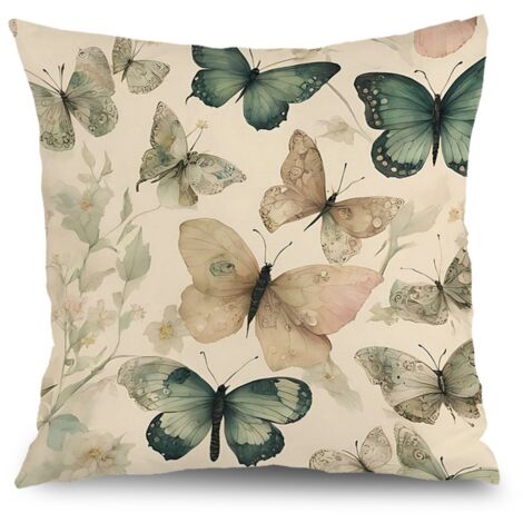 Taie d'oreiller plantes fleurs vintage, décoration intérieure élégante,45×45cm