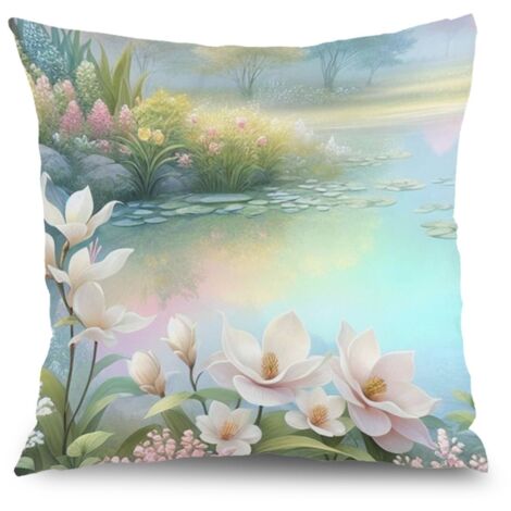 Taie d'oreiller plantes fleurs vintage, décoration intérieure,50×50cm