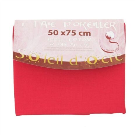Taie d'oreiller rectangle US 50x75 cm en coton uni 57 Fils SOLEIL D'OCRE rouge