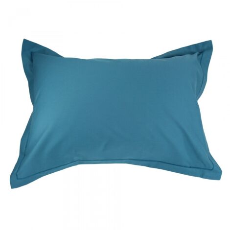 Taie d'Oreiller Unie en 100 % Coton Bleu Paon 50x70 cm