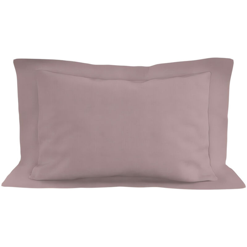 SOLEIL D OCRE Taie d'oreiller en coton 57 fils 50x70 cm UNI vieux rose, par