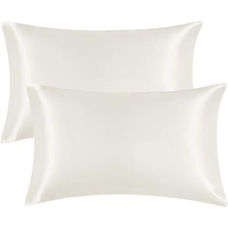 Taies d'oreiller en satin pour les cheveux et la peau, lot de 2 taies d'oreiller bleues soyeuses, douces, respirantes et lisses en soie.
