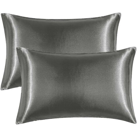 Taies d'oreiller en satin pour les cheveux et la peau, lot de 2 taies d'oreiller bleues soyeuses, douces, respirantes et lisses en soie.