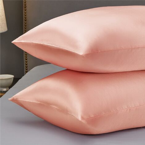 Taies d'oreiller en satin Queen Hair and Skin - Lot de 2 taies d'oreiller en soie Peach Pearl 50,8 x 76,2 cm - Lot de 2 taies d'oreiller en satin avec fermeture d'enveloppe Cadeaux pour femme homme