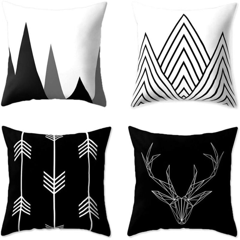 Taies d’Oreiller Géométriques, Lot de 4, Décoration Moderne pour Salon et Chambre à Coucher