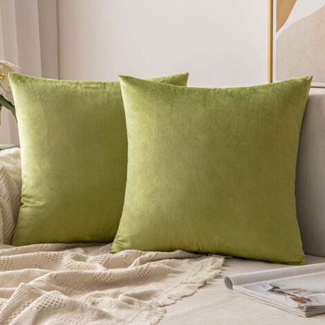 Taies d'oreiller Housses de coussin de canapé Taies d'oreiller de salon Ameublement moderne Velours doux et durable élégant avec fermeture à glissière invisible 2 pièces 50x50 CM Vert